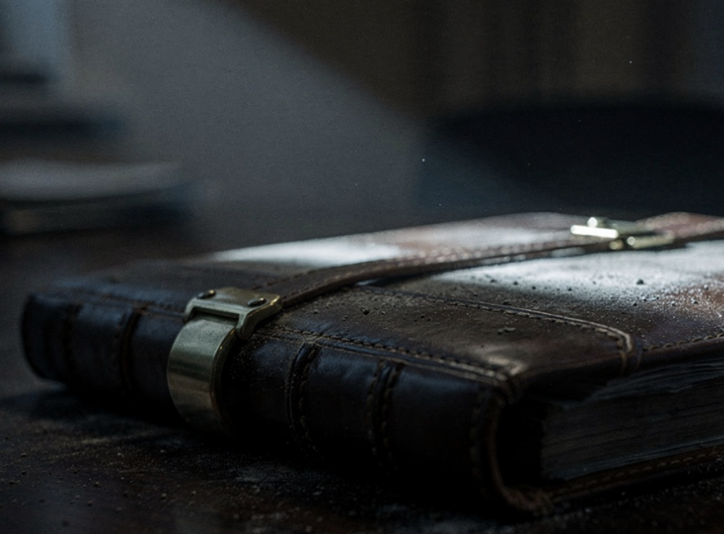 Eine verstaubte Seminarmappe auf einem Schreibtisch – Metapher für die wirkungslosen Ergebnisse gewöhnlicher Motivations-Seminare ohne Stresstest.